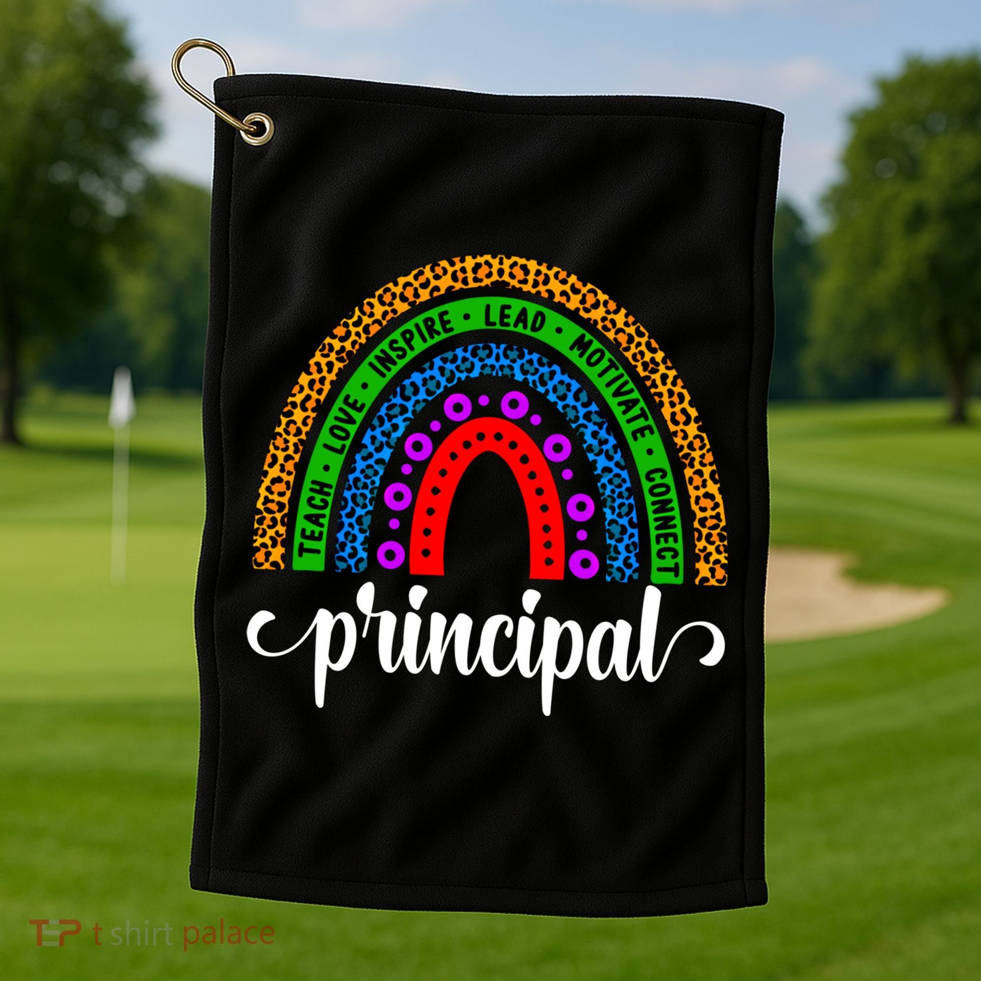 School Principal Rainbow Principal Week Funny Gift Golf Towel