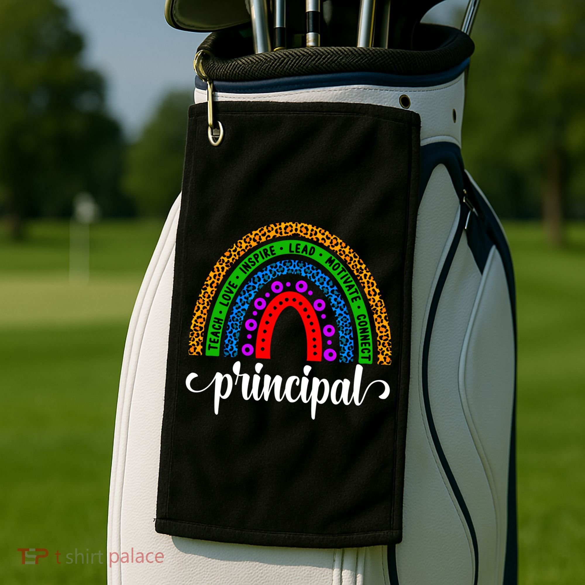 School Principal Rainbow Principal Week Funny Gift Golf Towel