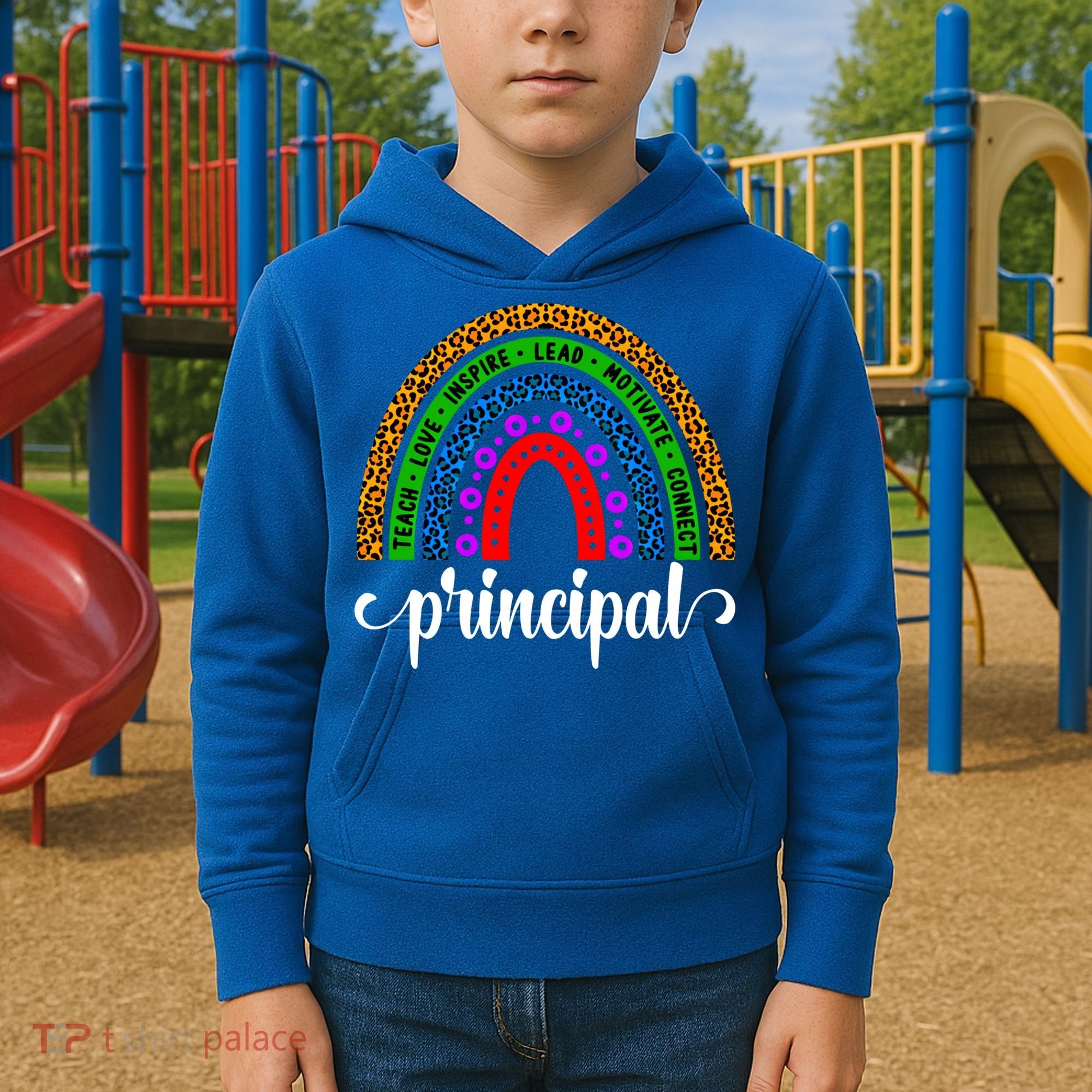 School Principal Rainbow Principal Week Funny Gift Kids Hoodie