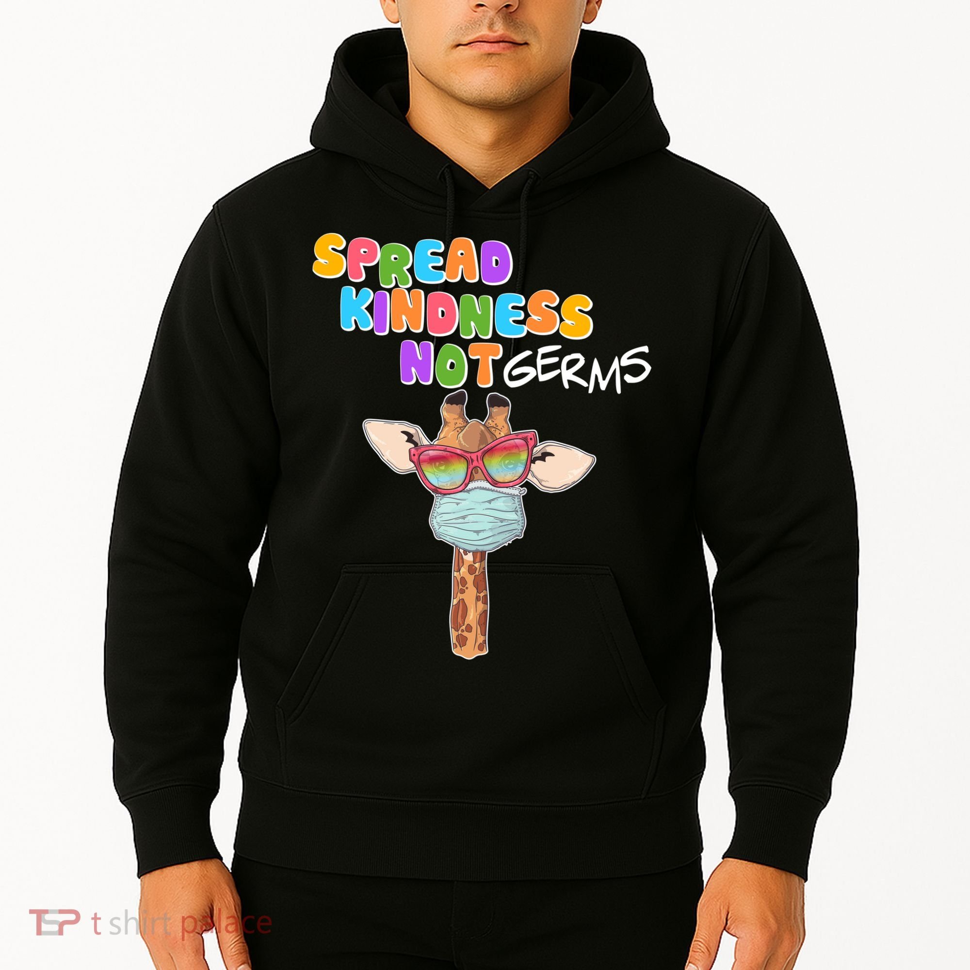 Spread Kindness Not Germs Masked Giraffe Hoodie