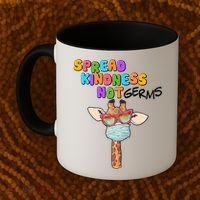 Spread Kindness Not Germs Masked Giraffe Coffee Mug thumb 2