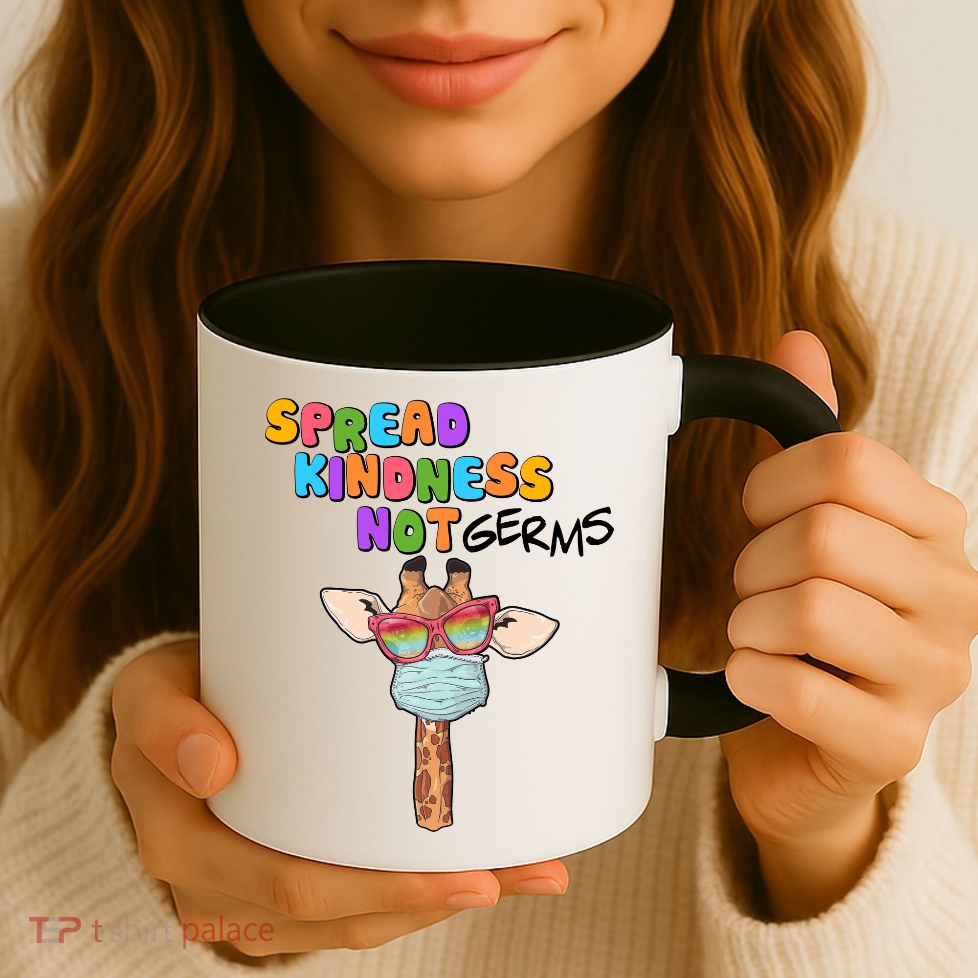 Spread Kindness Not Germs Masked Giraffe Coffee Mug