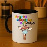 Spread Kindness Not Germs Masked Giraffe Coffee Mug thumb 4