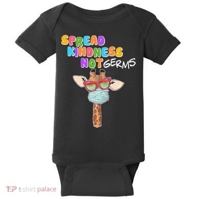 Spread Kindness Not Germs Masked Giraffe Baby Bodysuit