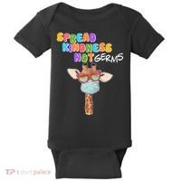 Spread Kindness Not Germs Masked Giraffe Baby Bodysuit thumb 0