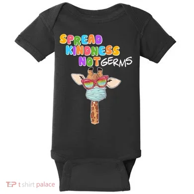 Spread Kindness Not Germs Masked Giraffe Baby Bodysuit