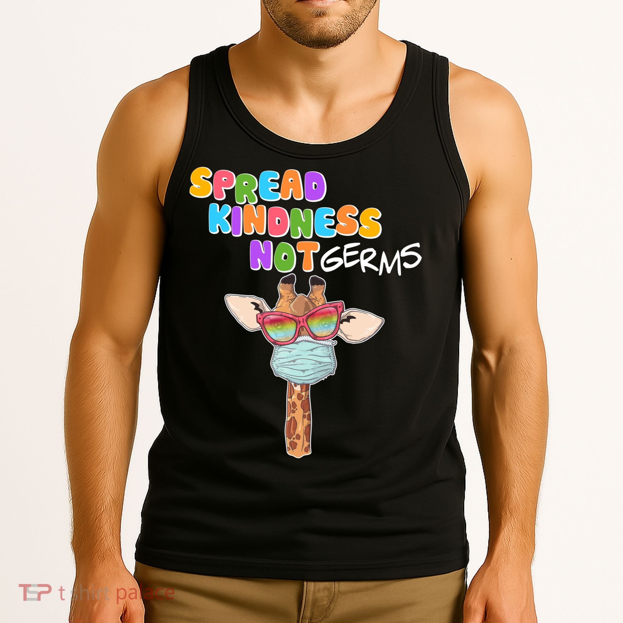 Spread Kindness Not Germs Masked Giraffe Tank Top