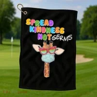 Spread Kindness Not Germs Masked Giraffe Golf Towel thumb 1