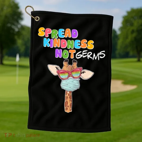 Spread Kindness Not Germs Masked Giraffe Golf Towel