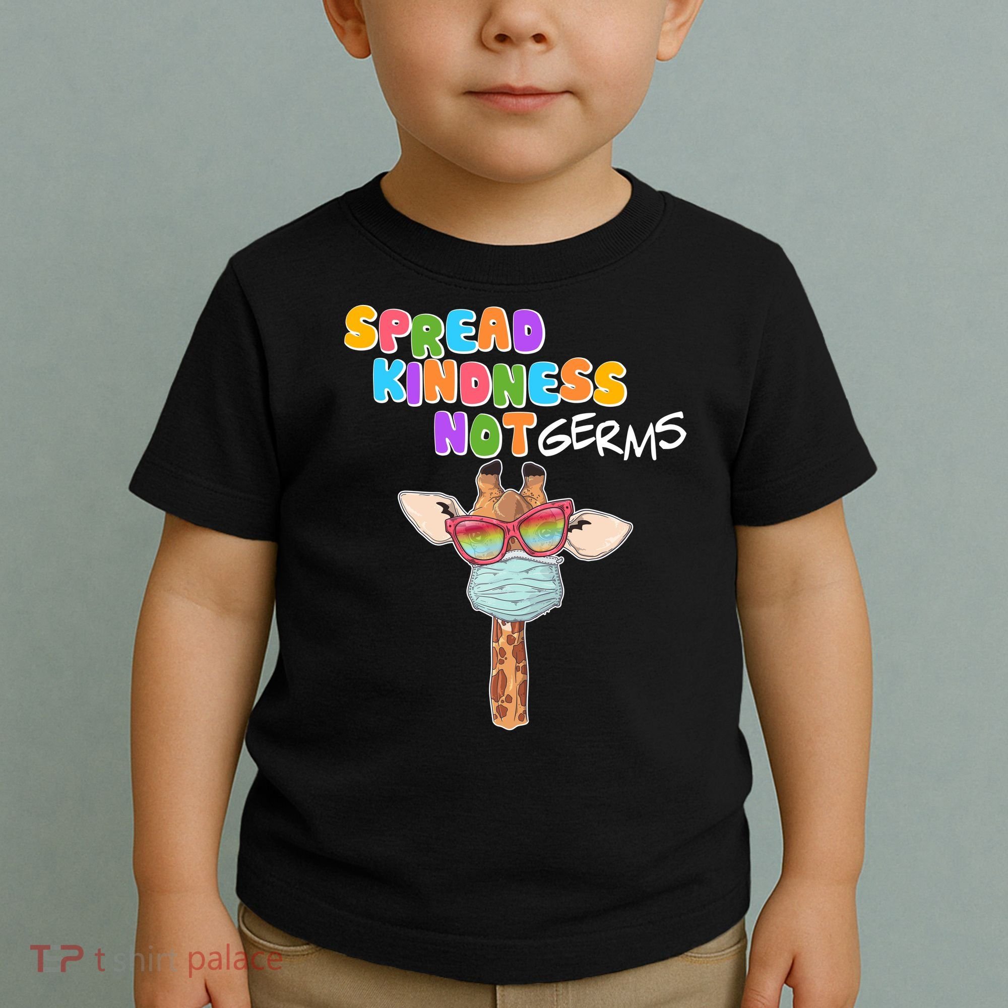 Spread Kindness Not Germs Masked Giraffe Toddler T-Shirt
