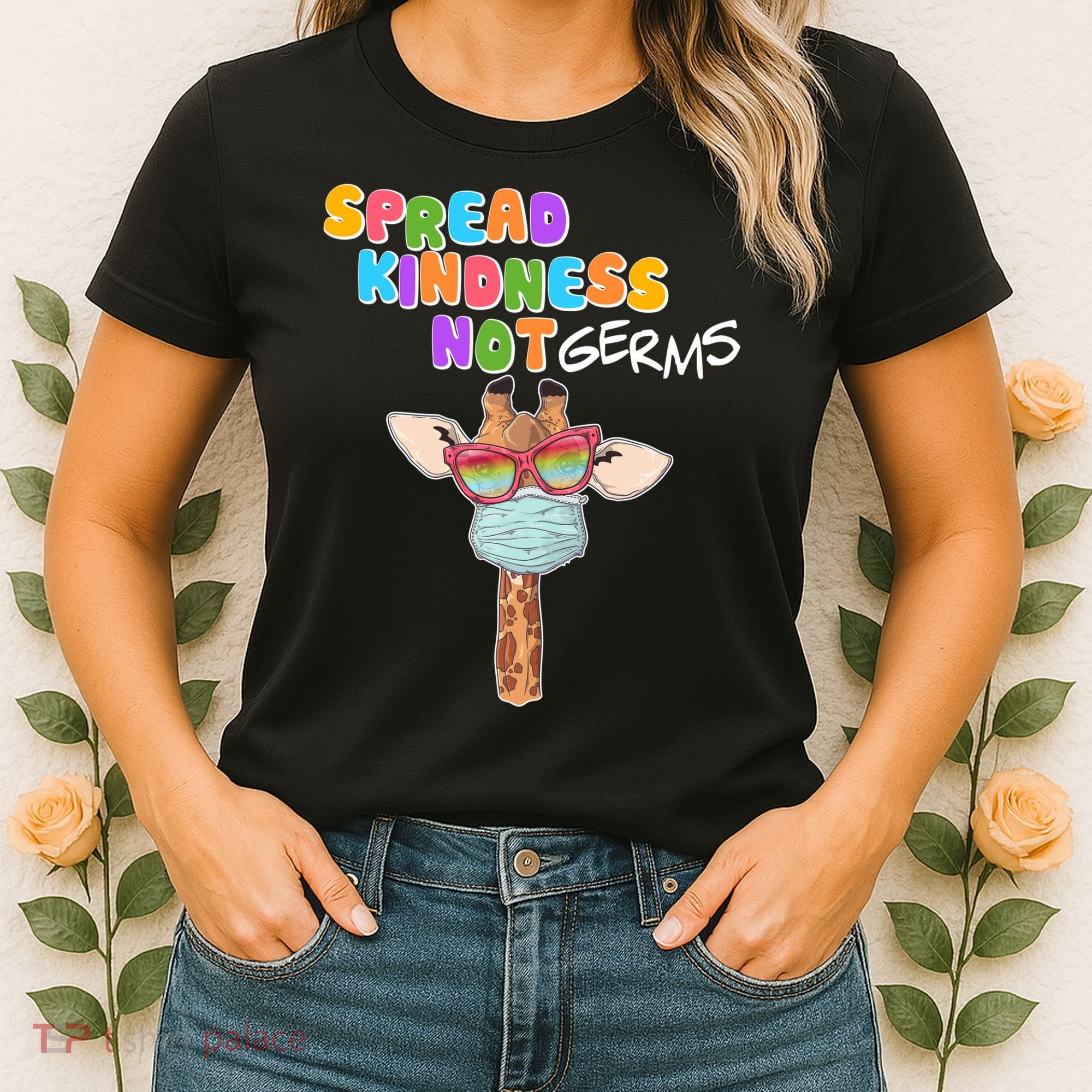 Spread Kindness Not Germs Masked Giraffe Women's T-Shirt