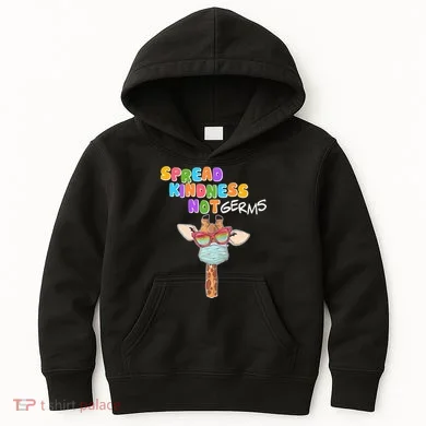 Spread Kindness Not Germs Masked Giraffe Kids Hoodie