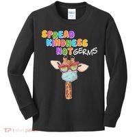 Spread Kindness Not Germs Masked Giraffe Kids Long Sleeve Shirt thumb 0