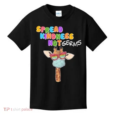 Spread Kindness Not Germs Masked Giraffe Kids T-Shirt