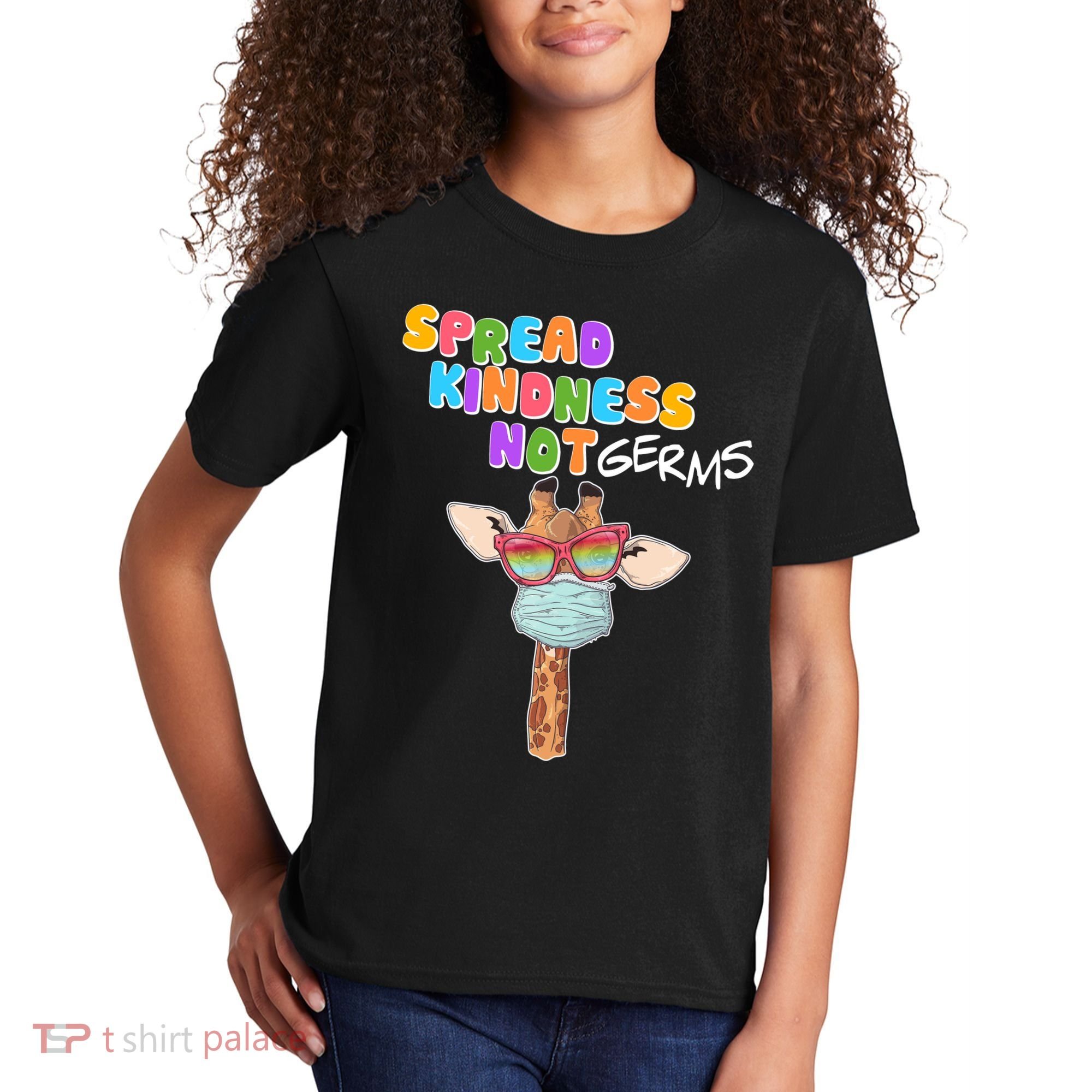 Spread Kindness Not Germs Masked Giraffe Kids T-Shirt