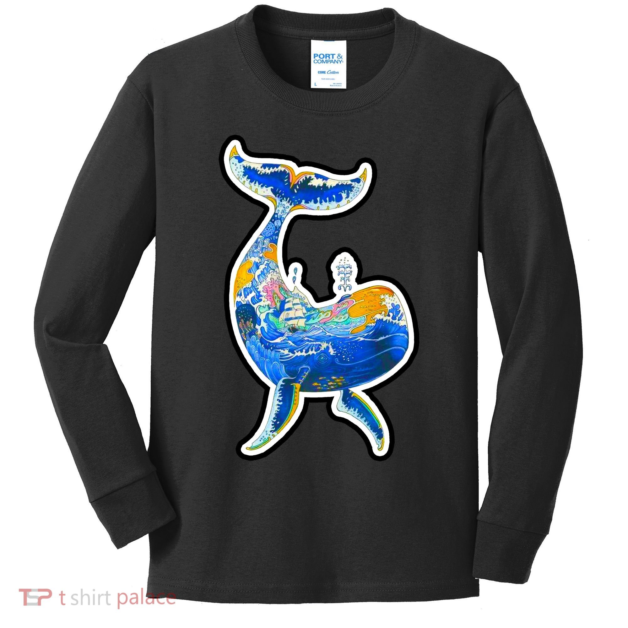 Sprem Whale Sailing Kids Long Sleeve Shirt