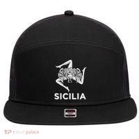 Sicilian Pride Sicilia Trinacria Sicilian 7 Panel Mesh Trucker Snapback Hat thumb 0