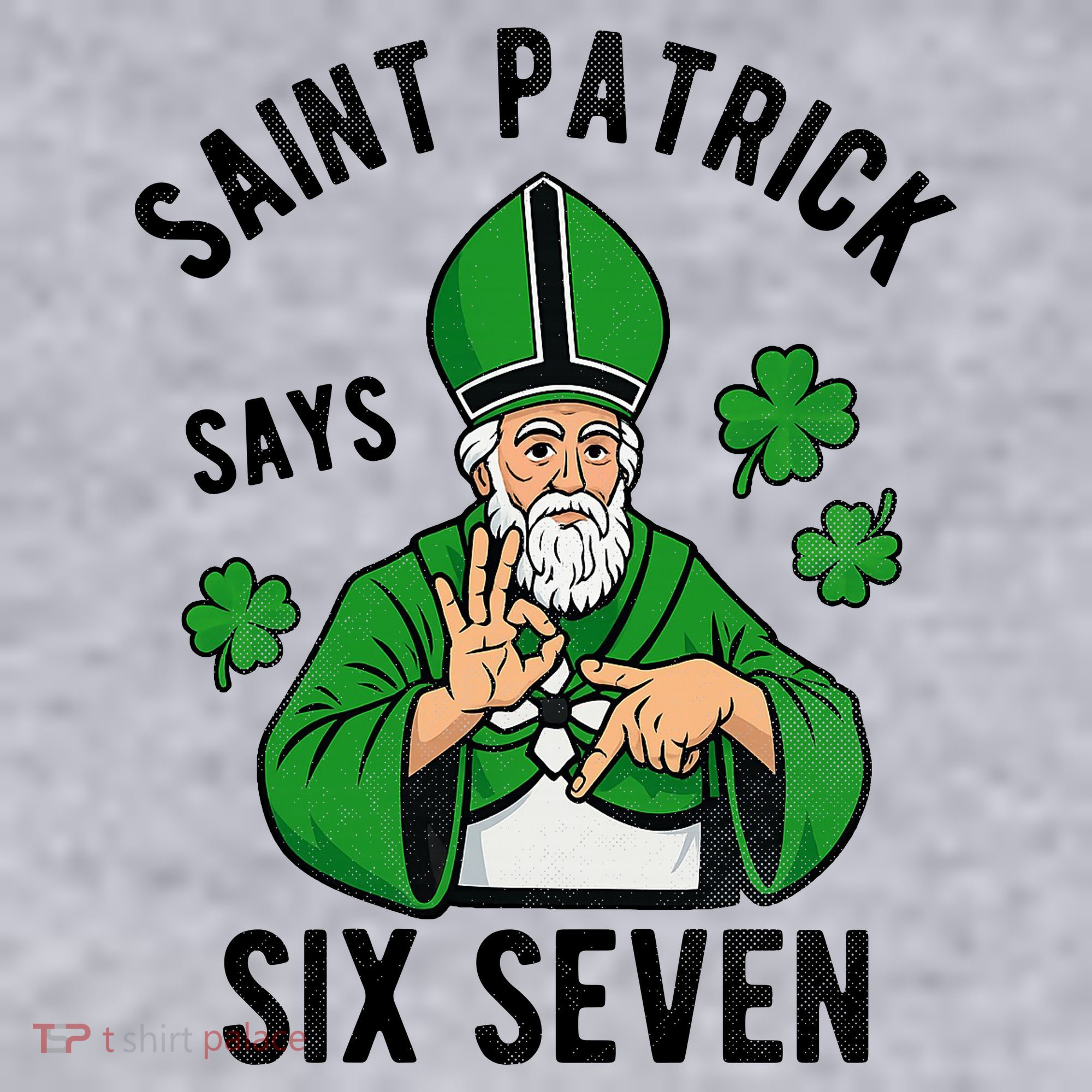 Saint Patrick Says Six Seven 6-7 Meme St Patrick's Day Women's Racerback Cropped Tank