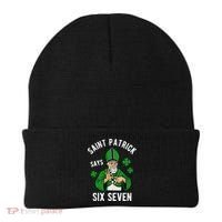 Saint Patrick Says Six Seven 6-7 Meme St Patrick's Day Beanie thumb 0