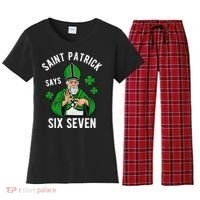 Saint Patrick Says Six Seven 6-7 Meme St Patrick's Day Women's Flannel Pajama Set thumb 0
