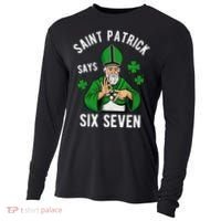 Saint Patrick Says Six Seven 6-7 Meme St Patrick's Day Cooling Performance Long Sleeve Crew thumb 0