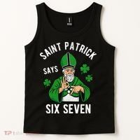 Saint Patrick Says Six Seven 6-7 Meme St Patrick's Day Tank Top thumb 2