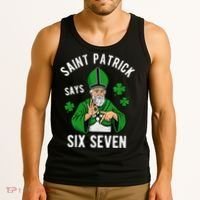Saint Patrick Says Six Seven 6-7 Meme St Patrick's Day Tank Top thumb 3