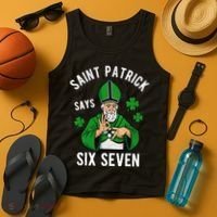 Saint Patrick Says Six Seven 6-7 Meme St Patrick's Day Tank Top thumb 4