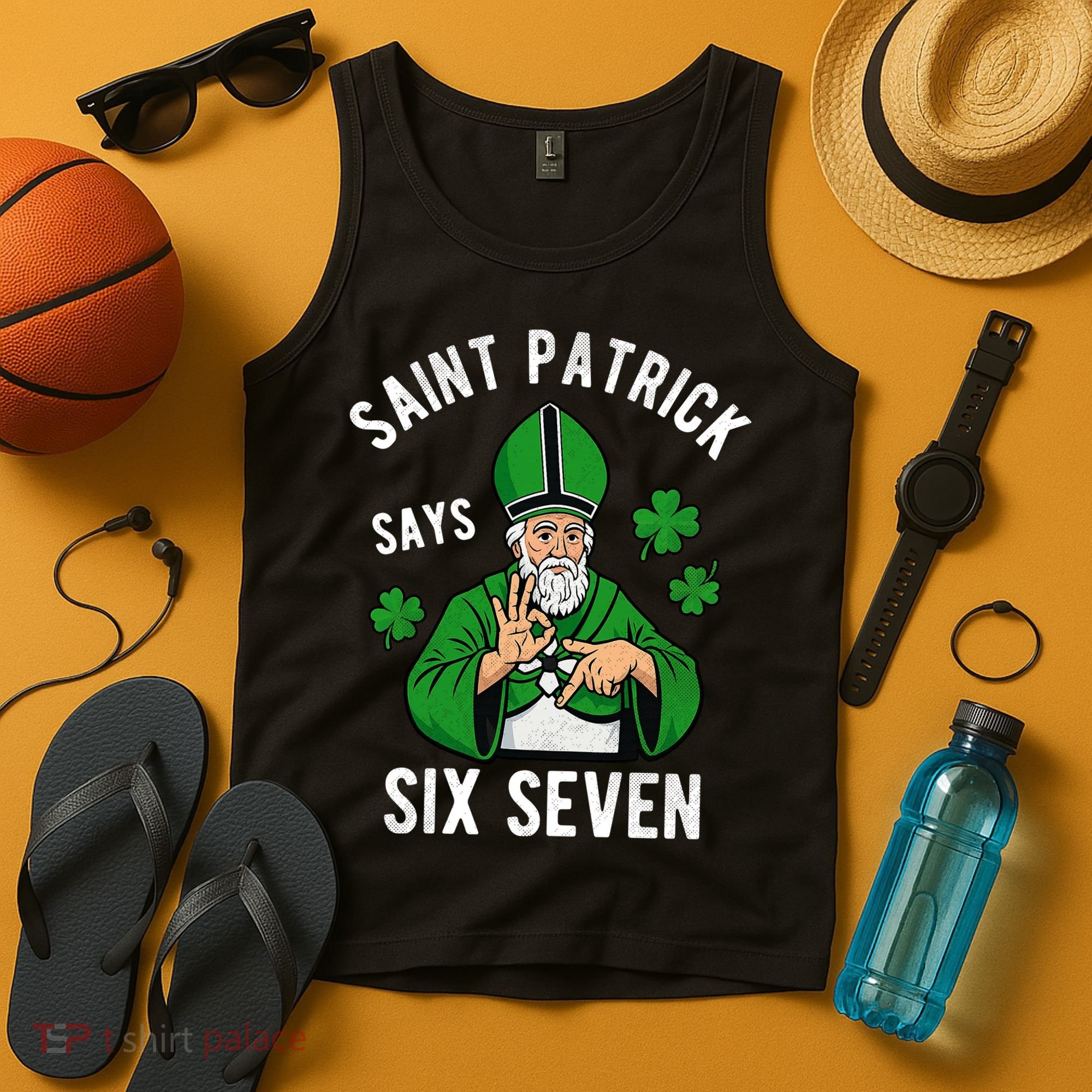 Saint Patrick Says Six Seven 6-7 Meme St Patrick's Day Tank Top