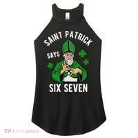 Saint Patrick Says Six Seven 6-7 Meme St Patrick's Day Women's Perfect Tri Rocker Tank thumb 0