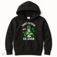 Saint Patrick Says Six Seven 6-7 Meme St Patrick's Day Kids Hoodie thumb 0