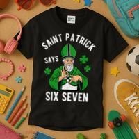 Saint Patrick Says Six Seven 6-7 Meme St Patrick's Day Kids T-Shirt thumb 3