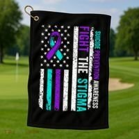 Suicide Prevention Support Fight Stigma Suicide Awareness Golf Towel thumb 1