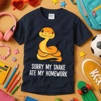 Snake Pet School Sorry, My Snake Ate Homework Kids T-Shirt thumb 3