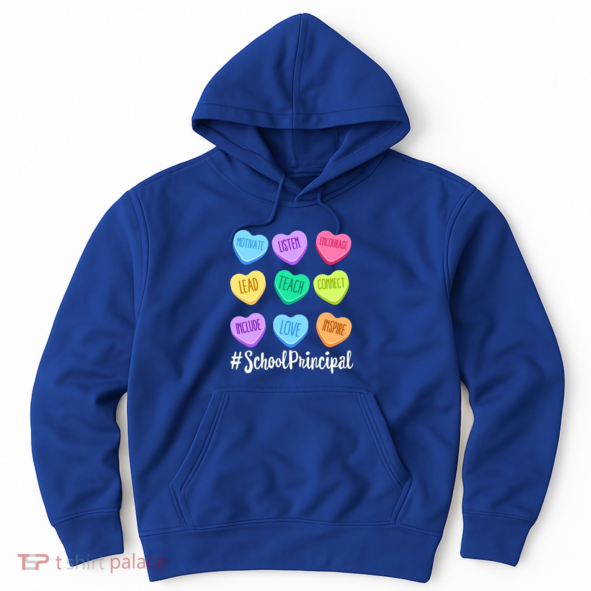 School Principal Staff Valentine's Day Pastel Candy Heart Gift Hoodie