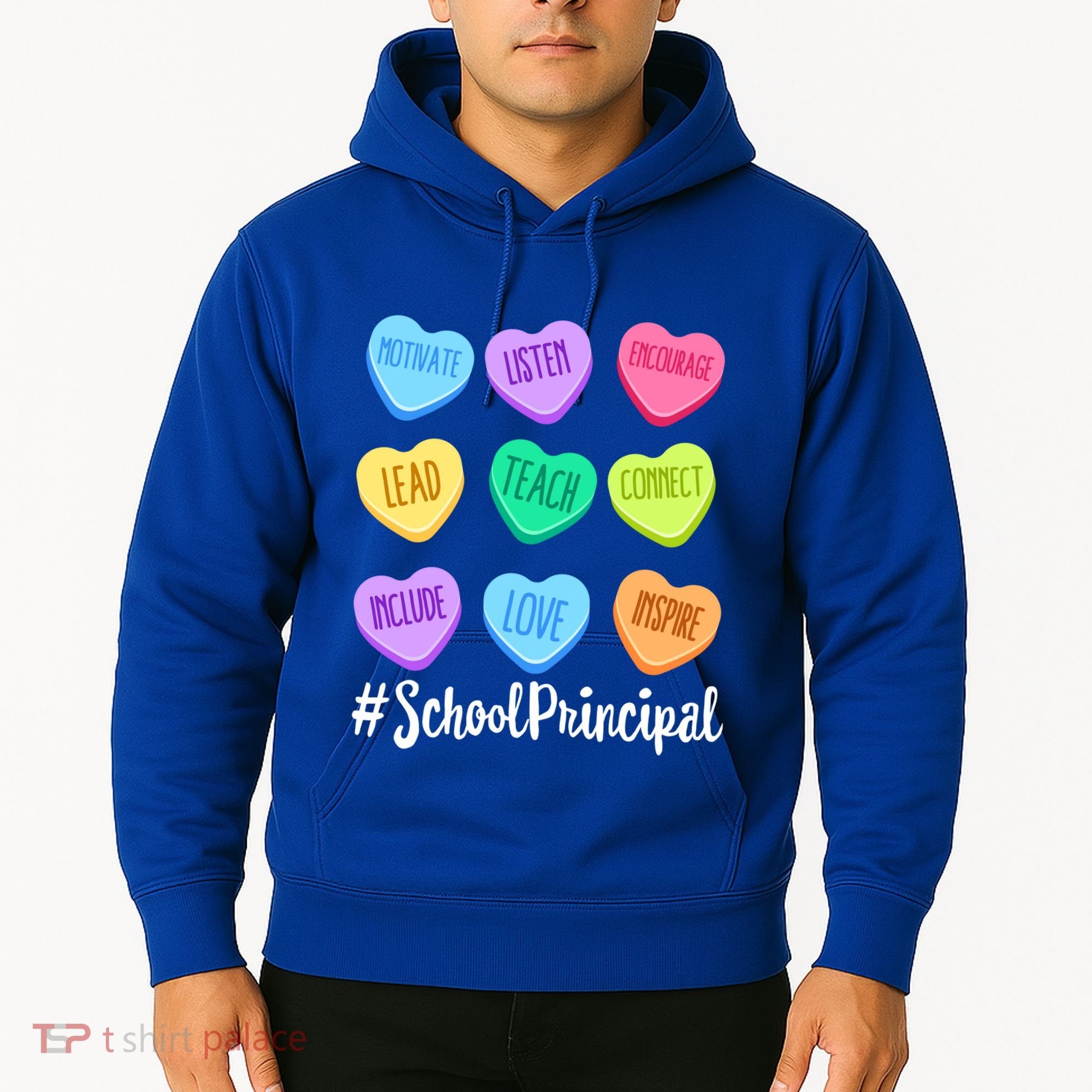School Principal Staff Valentine's Day Pastel Candy Heart Gift Hoodie