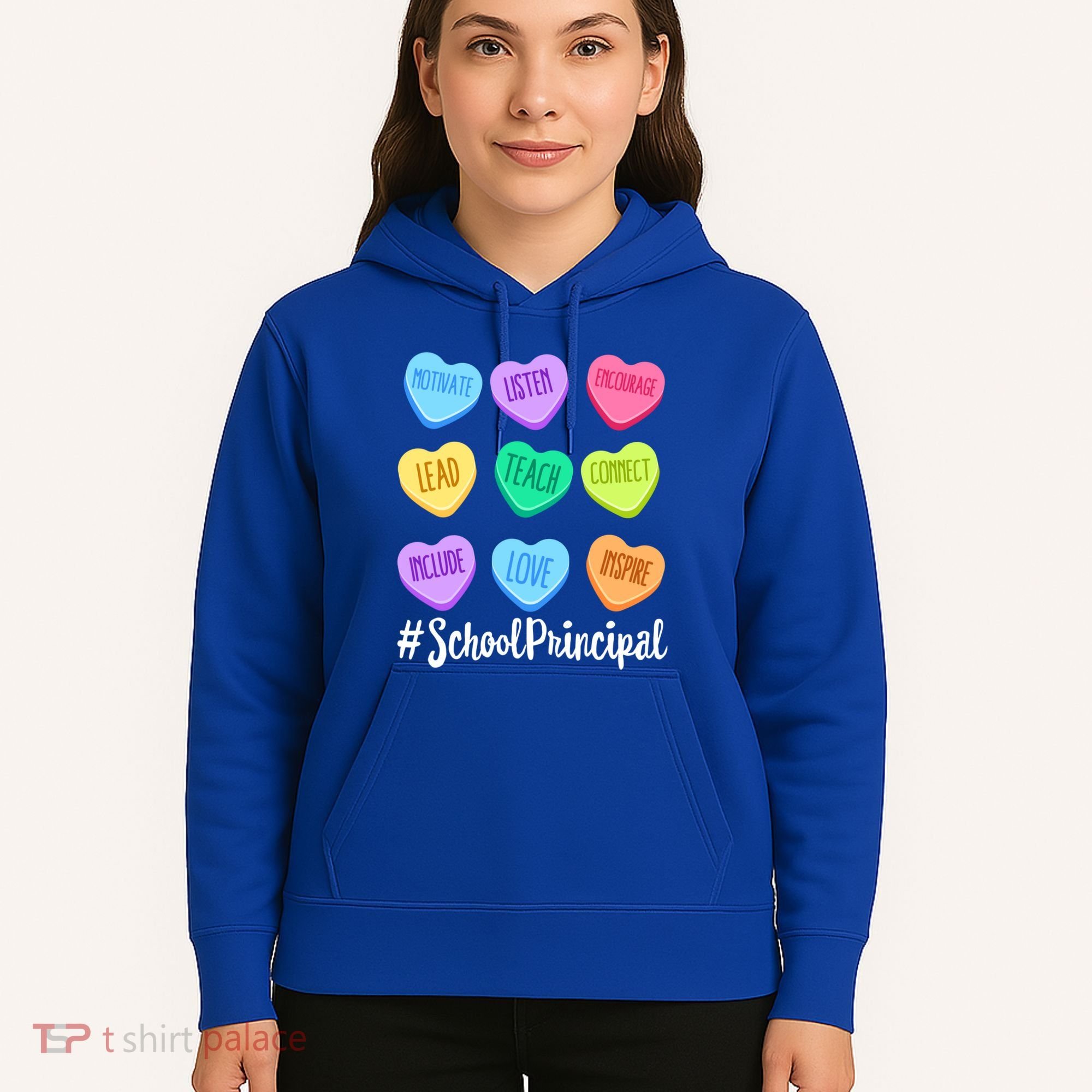 School Principal Staff Valentine's Day Pastel Candy Heart Gift Hoodie
