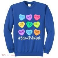 School Principal Staff Valentine's Day Pastel Candy Heart Gift Sweatshirt thumb 0
