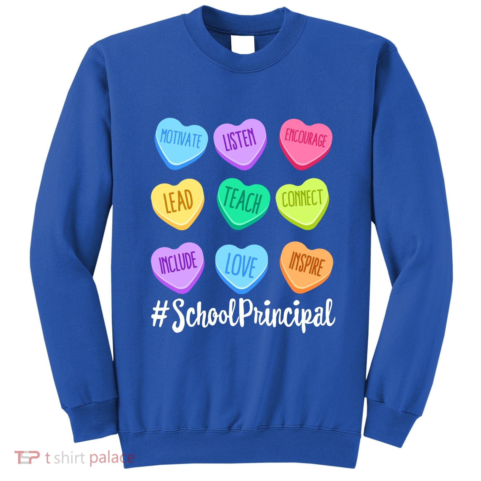 School Principal Staff Valentine's Day Pastel Candy Heart Gift Sweatshirt