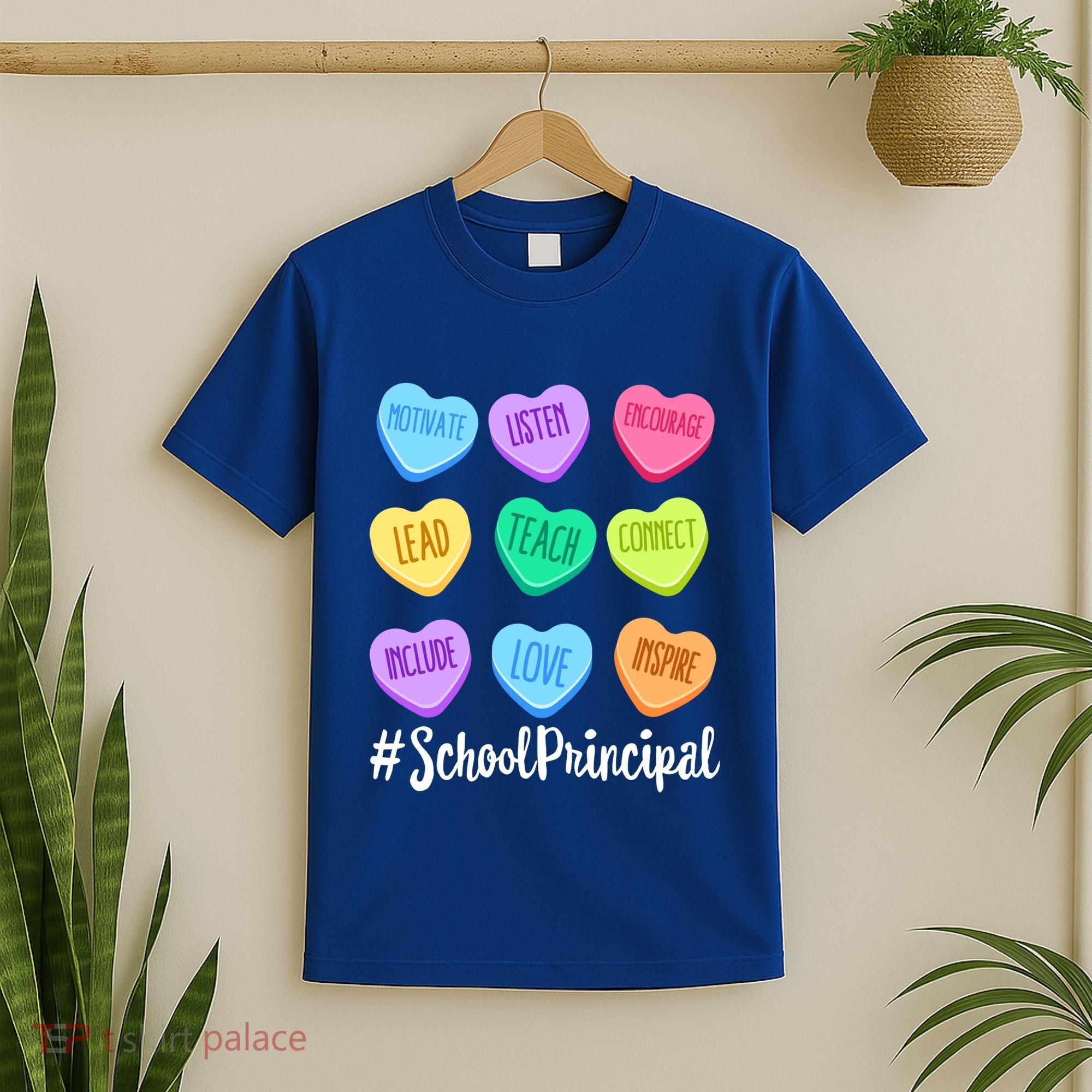 School Principal Staff Valentine's Day Pastel Candy Heart Gift T-Shirt