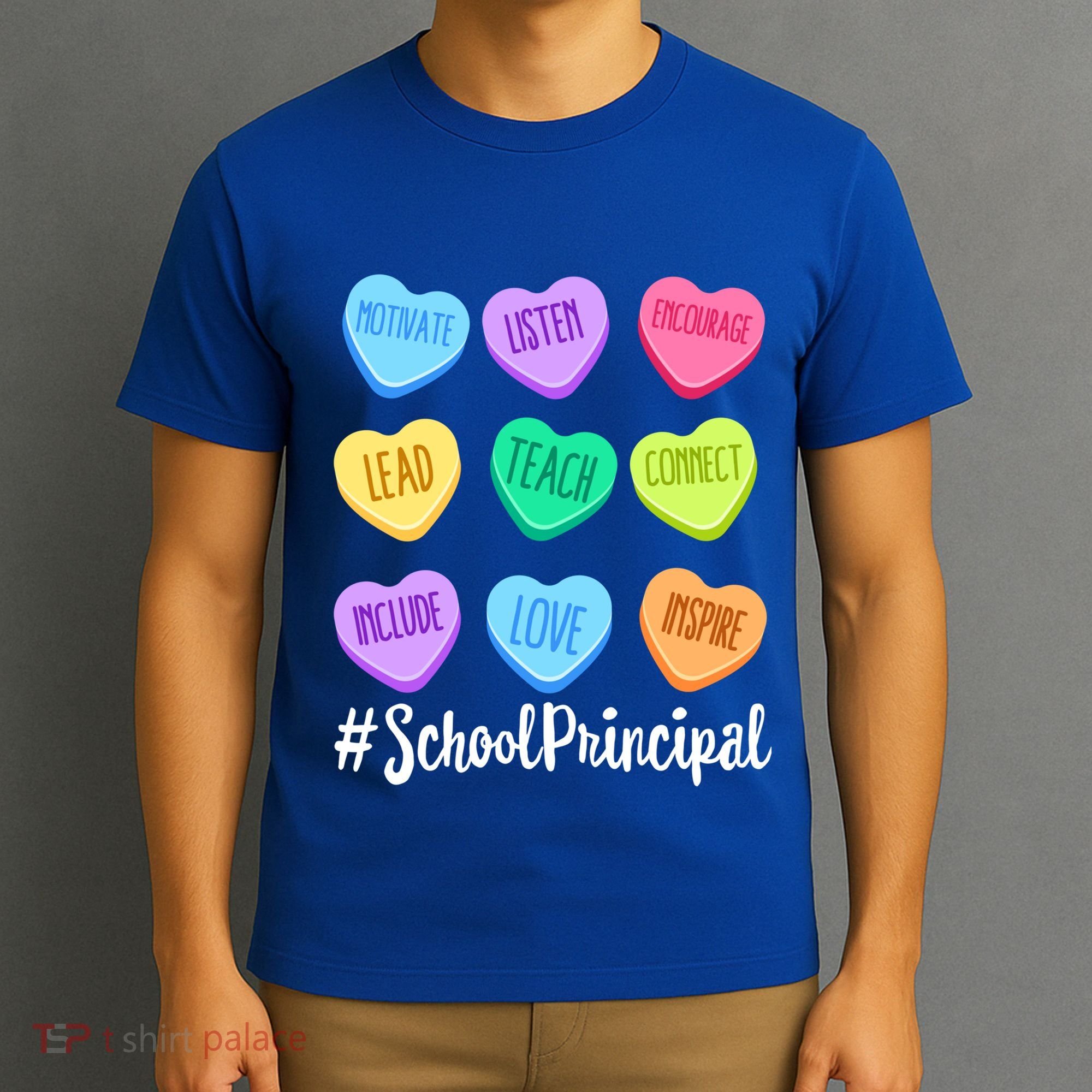 School Principal Staff Valentine's Day Pastel Candy Heart Gift T-Shirt