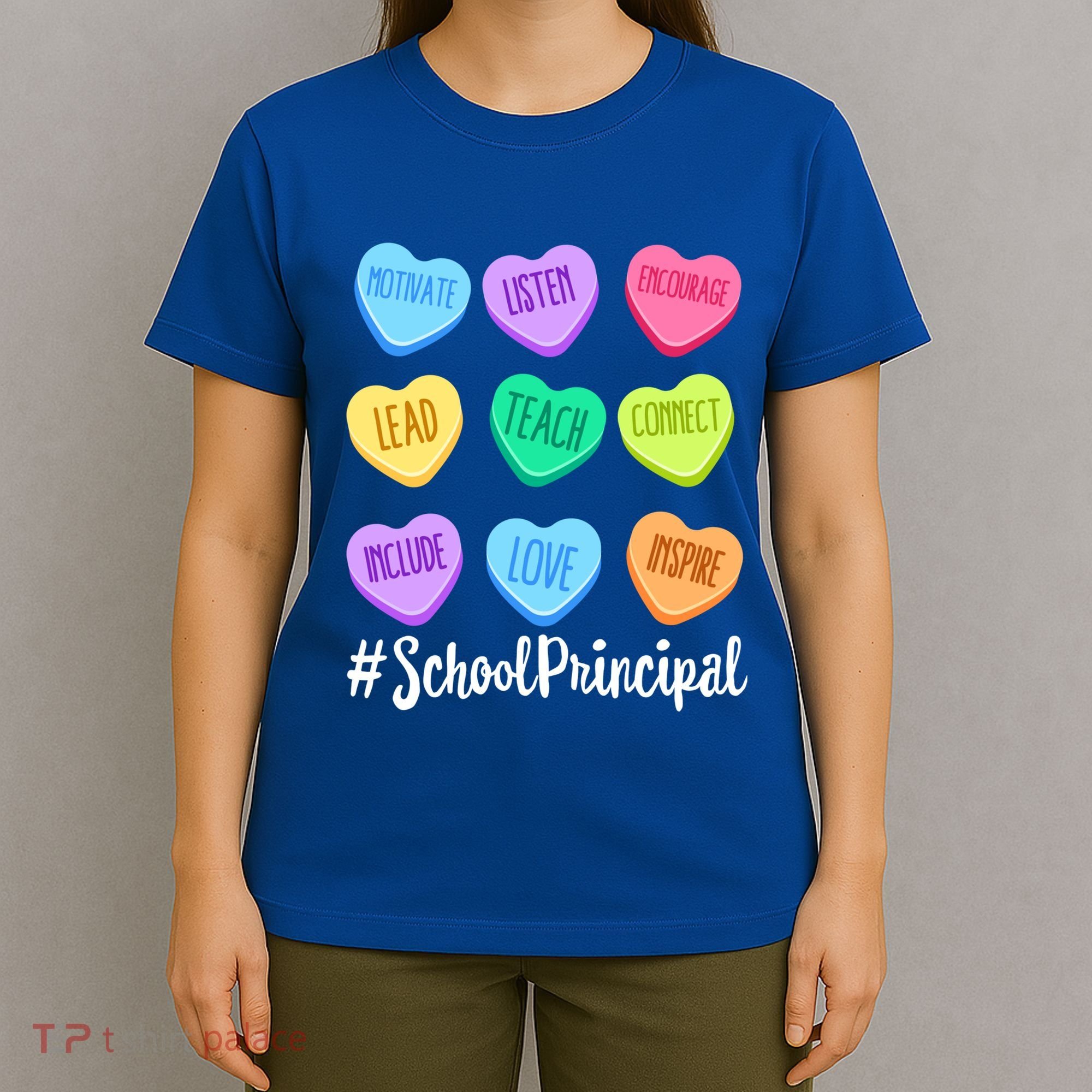 School Principal Staff Valentine's Day Pastel Candy Heart Gift T-Shirt