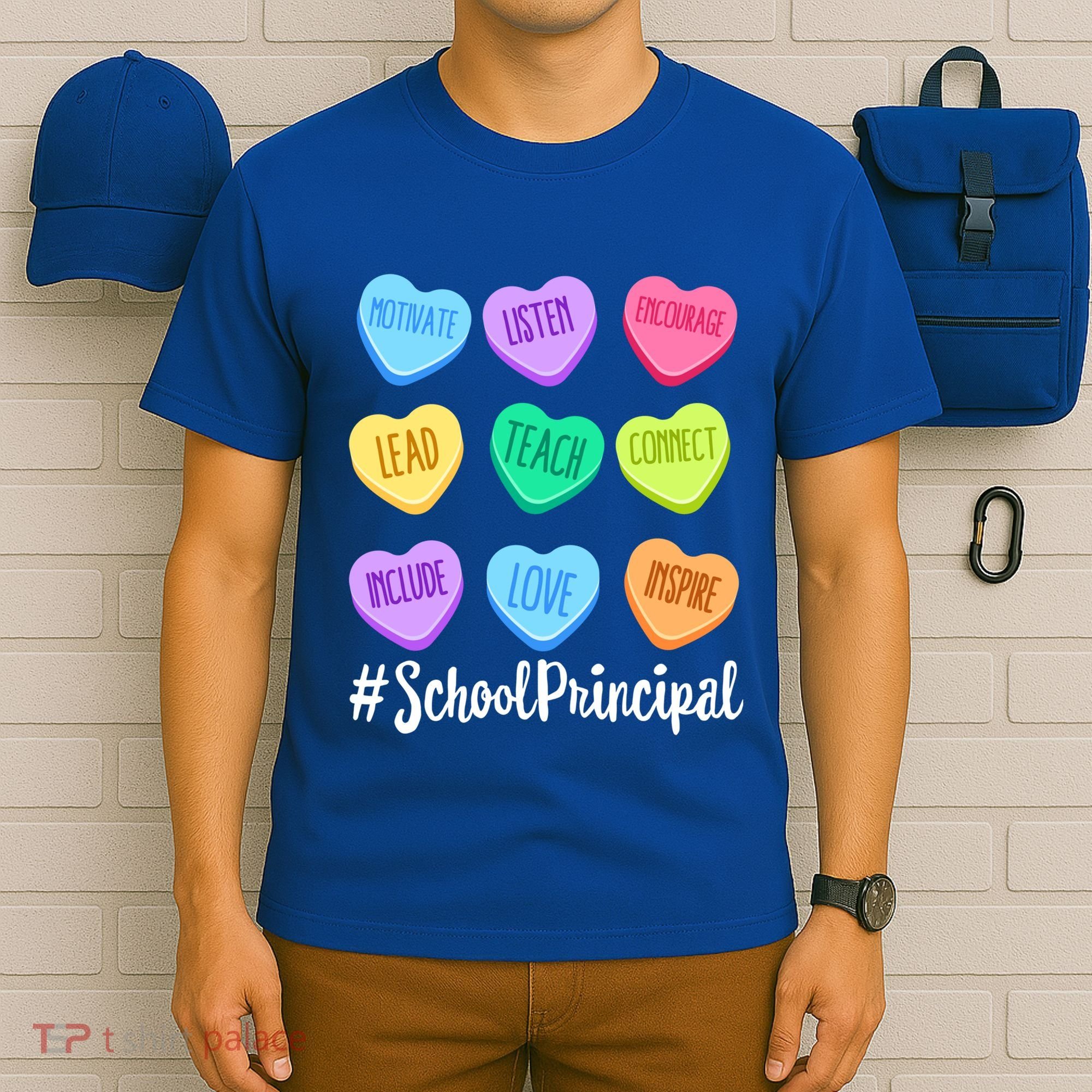School Principal Staff Valentine's Day Pastel Candy Heart Gift T-Shirt