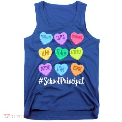 School Principal Staff Valentine's Day Pastel Candy Heart Gift Tank Top