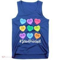 School Principal Staff Valentine's Day Pastel Candy Heart Gift Tank Top thumb 0