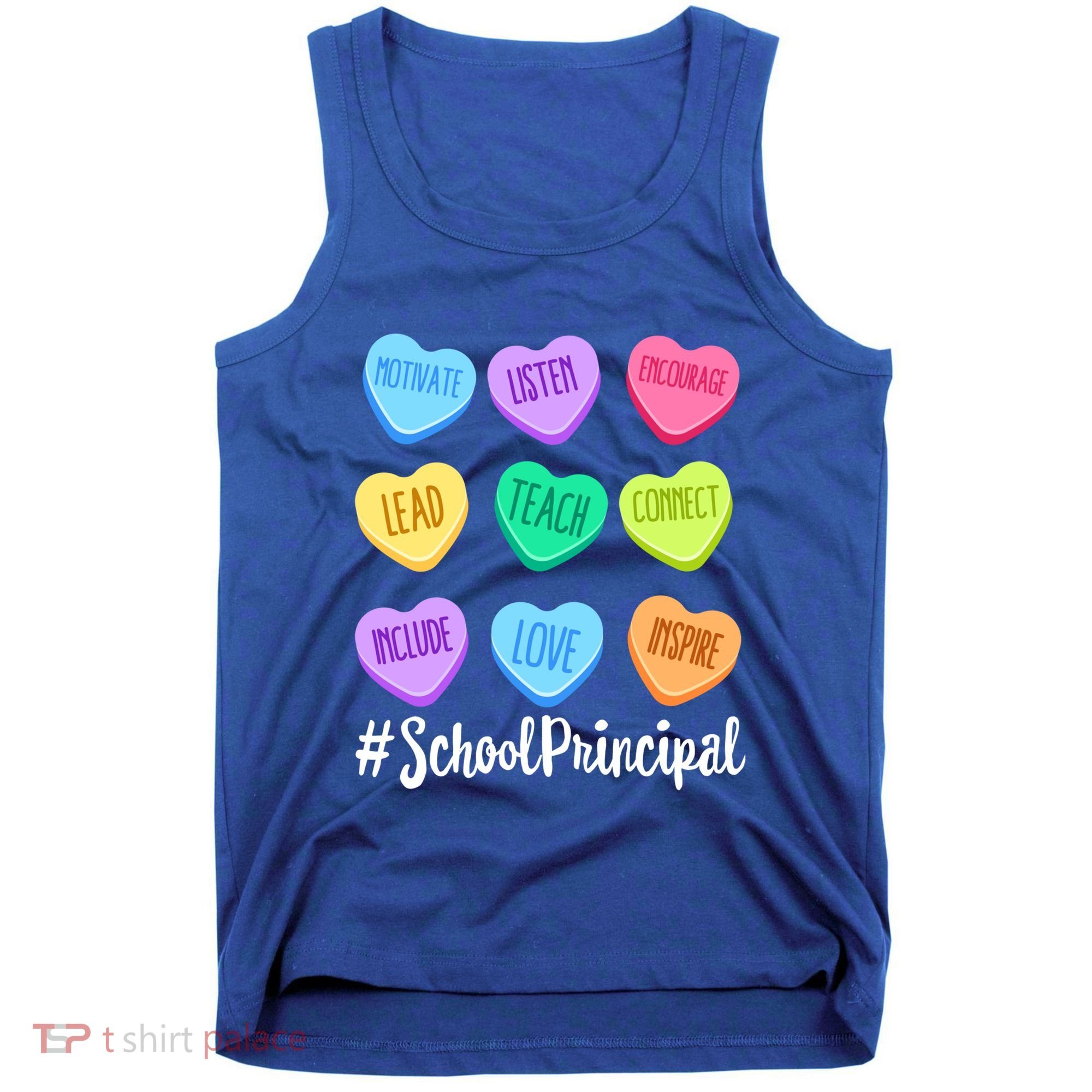 School Principal Staff Valentine's Day Pastel Candy Heart Gift Tank Top