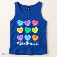 School Principal Staff Valentine's Day Pastel Candy Heart Gift Tank Top thumb 2