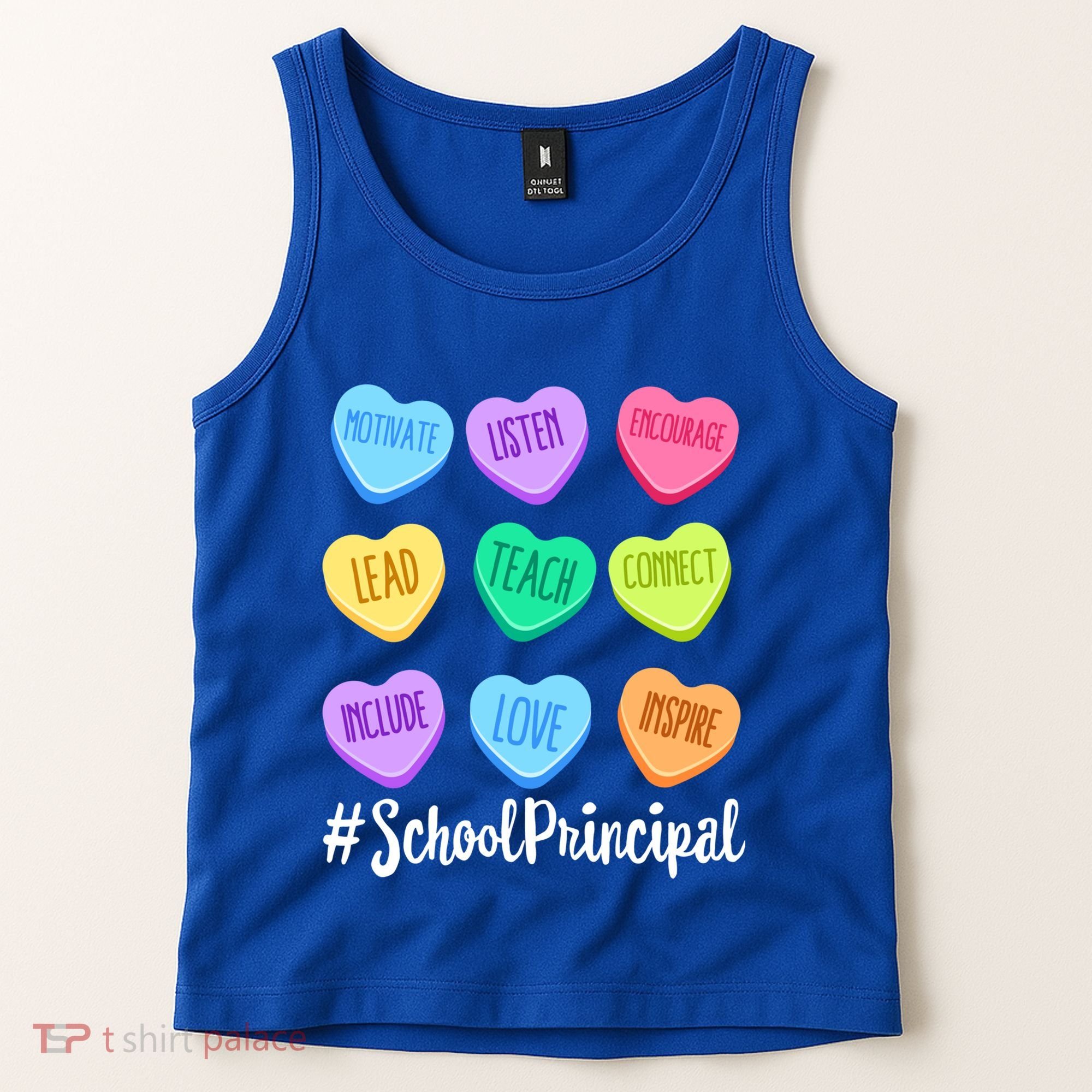 School Principal Staff Valentine's Day Pastel Candy Heart Gift Tank Top