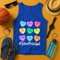 School Principal Staff Valentine's Day Pastel Candy Heart Gift Tank Top thumb 4