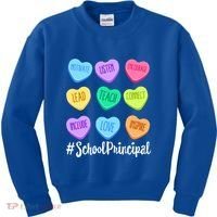 School Principal Staff Valentine's Day Pastel Candy Heart Gift Kids Sweatshirt thumb 0